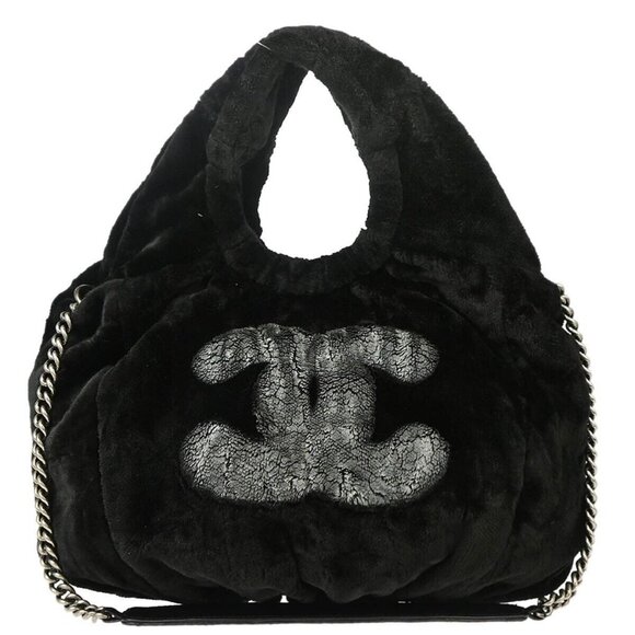 Chanel Black Fur 2way Handbag 124466 - Picture 2 of 10